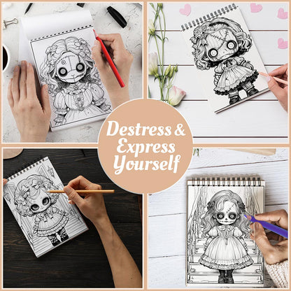 Netecom Haunted Dolls Coloring Book Spiral Bound For Adults