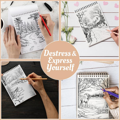 Netecom Winter Scenes Coloring Book Spiral Bound For Adults