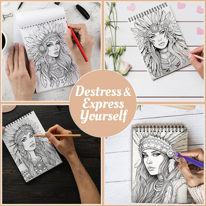 Boho Style Coloring Book Spiral Bound For Adults