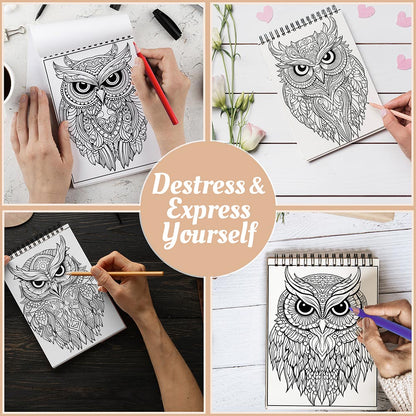 Owl Mandala Coloring Book Spiral Bound For Adults