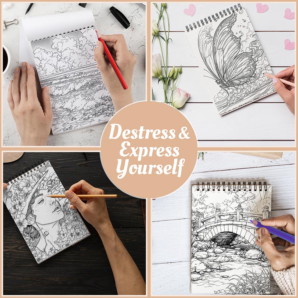 Exhale Coloring Book Spiral Bound For Adults