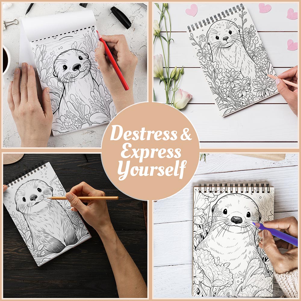 Netecom Sea Otter Coloring Book Spiral Bound For Adults