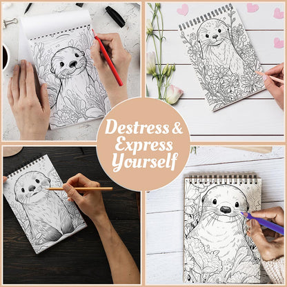 Netecom Sea Otter Coloring Book Spiral Bound For Adults