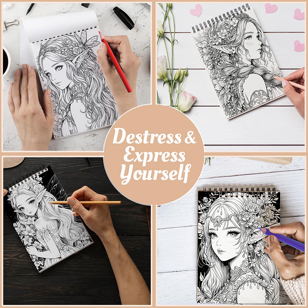 Enchanted Fairies Coloring Book Spiral Bound For Adults