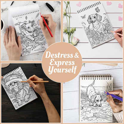 Netecom Dachshund Coloring Book Spiral Bound For Adults