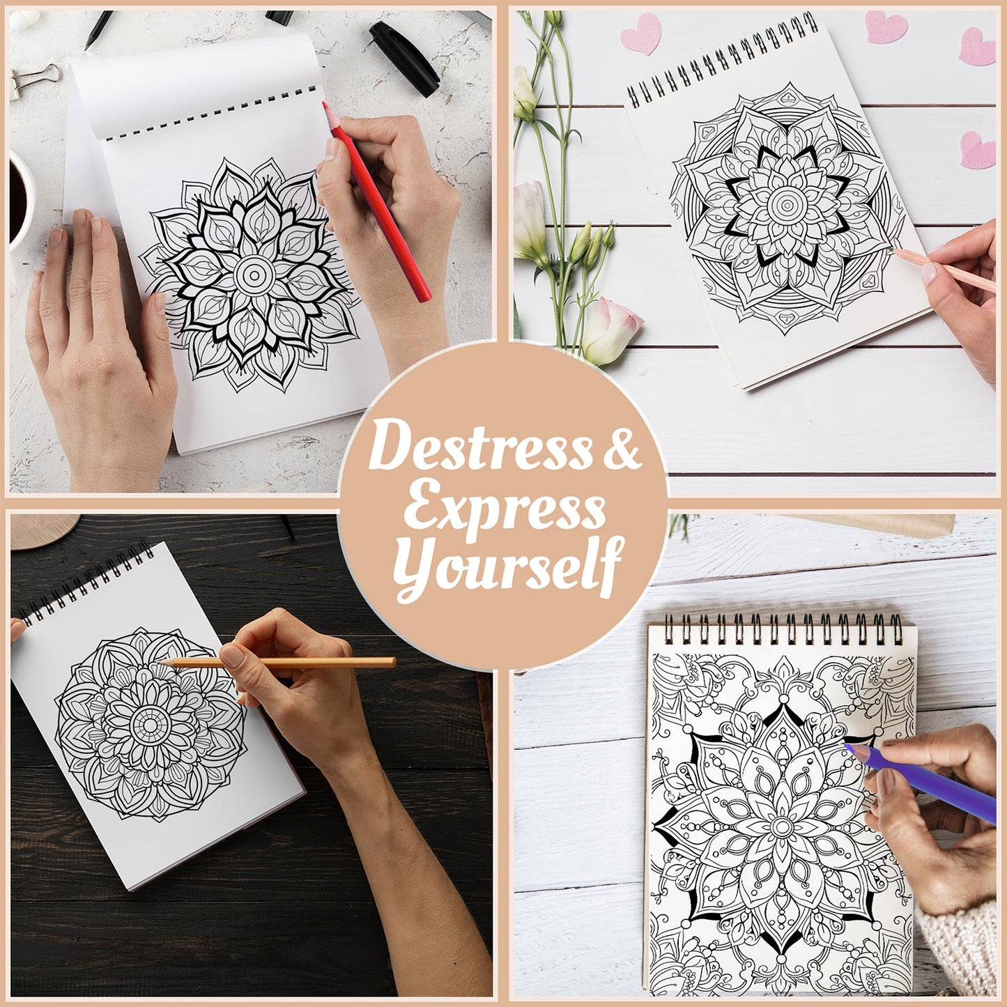 Netecom Mandala Fairy Coloring Book Spiral Bound For Adults