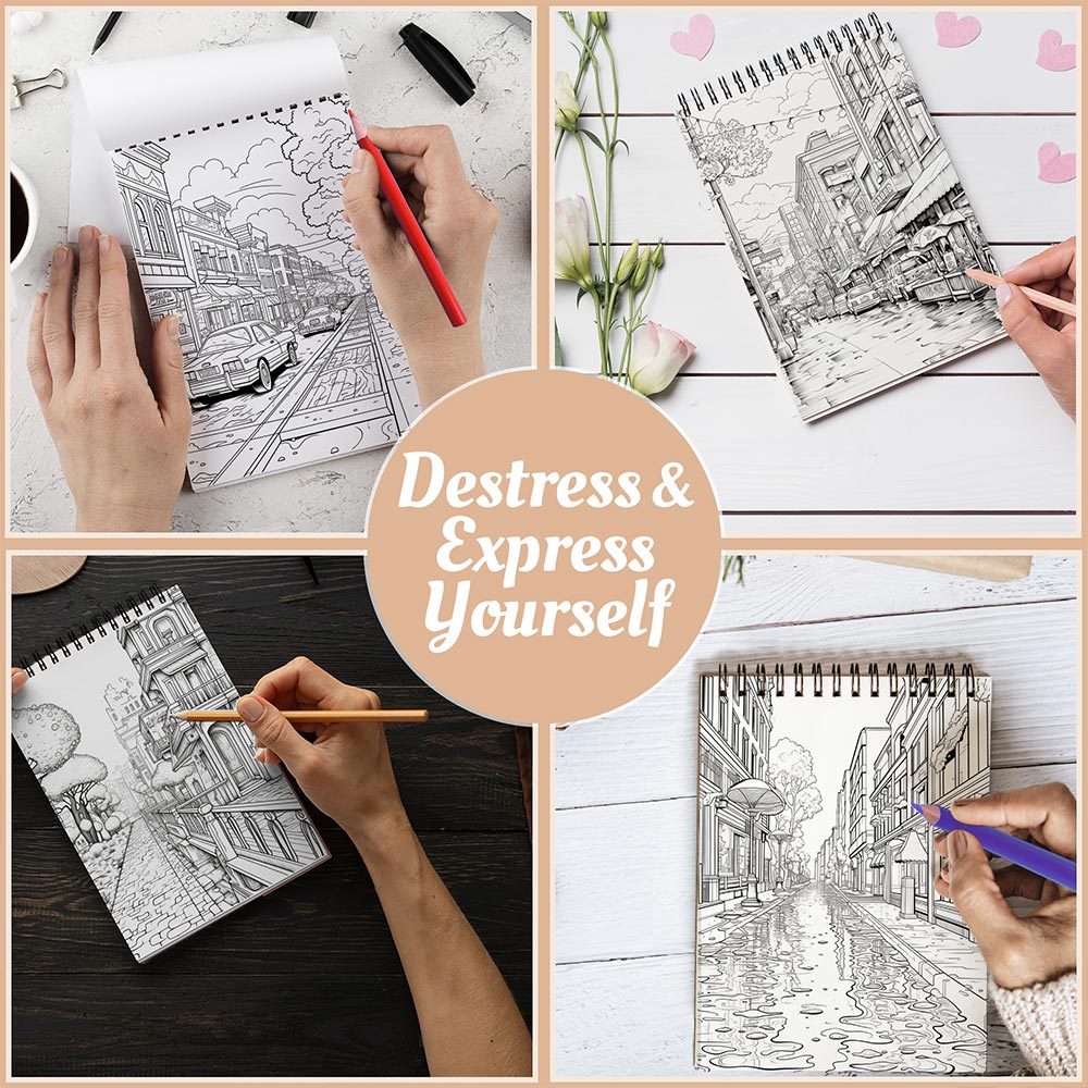 Rainy Day Scenes Coloring Book Spiral Bound For Adults