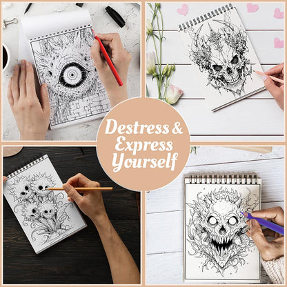 Netecom Dark Fantasy Horror Coloring Book Spiral Bound For Adults