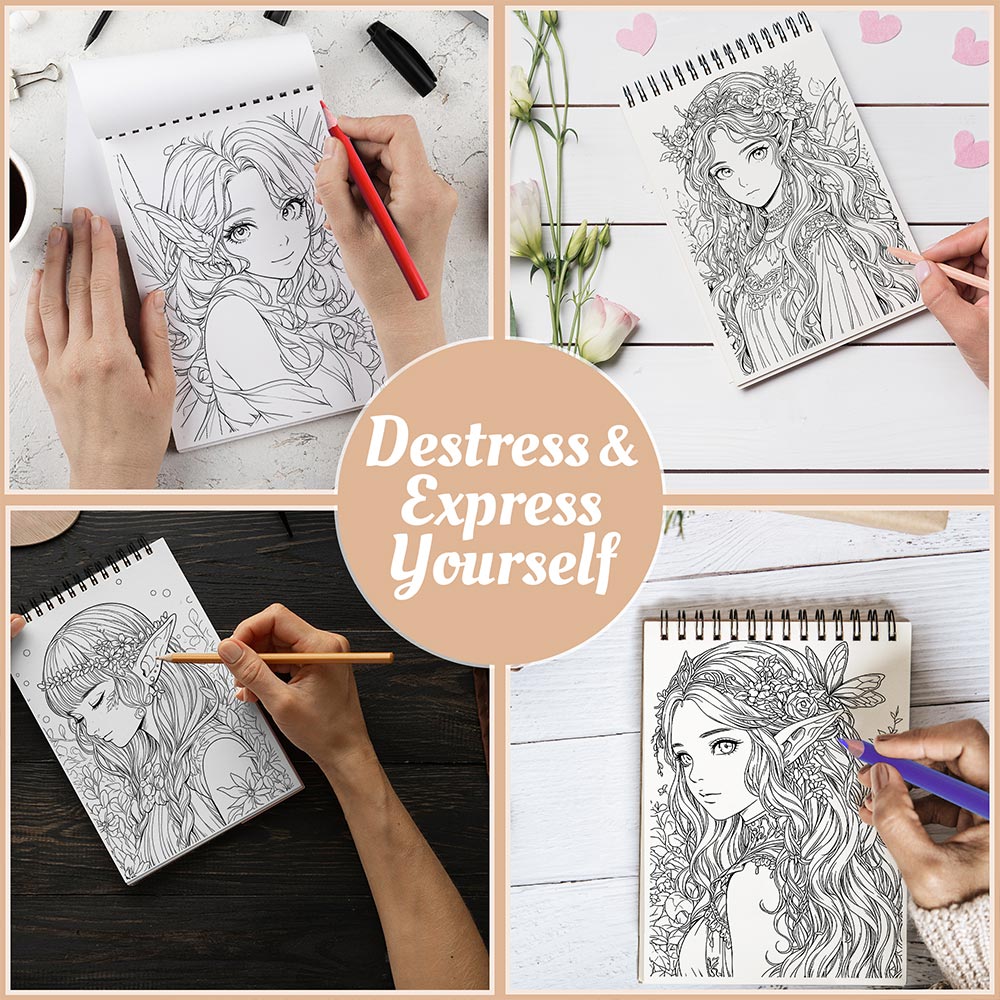 Netecom Forest Fairies Coloring Book Spiral Bound For Adults
