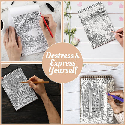Secret Worlds Coloring Book Spiral Bound For Adults