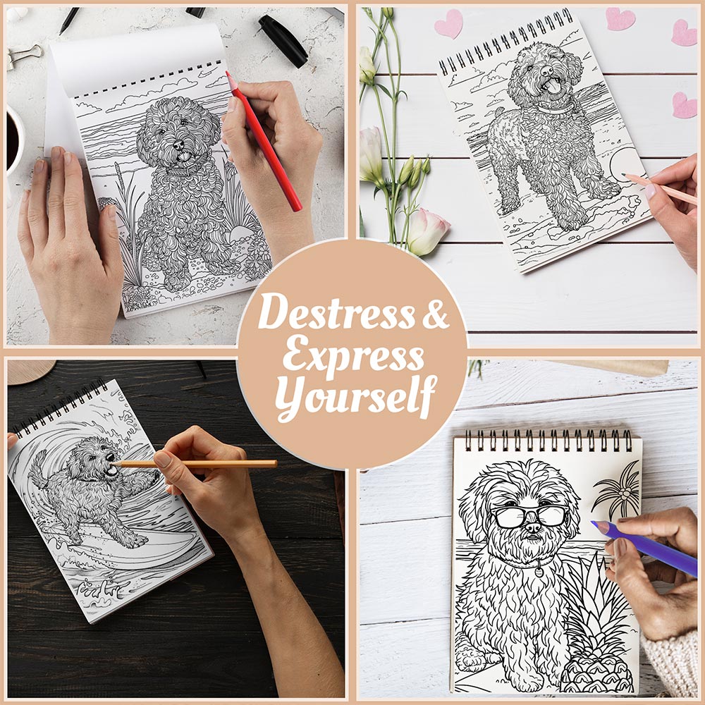 Netecom Doodles at the Beach Coloring Book Spiral Bound For Adults