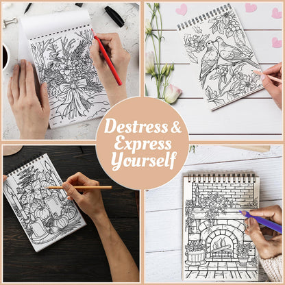 Netecom Floral Christmas Coloring Book Spiral Bound For Adults