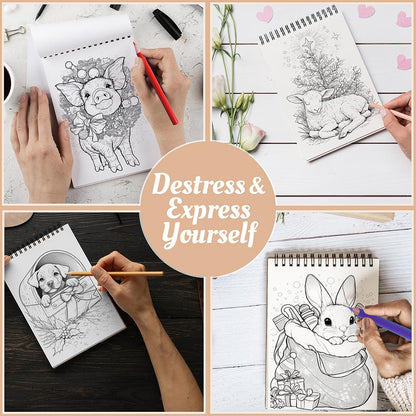 Netecom Christmas Animal Coloring Book Spiral Bound For Adults