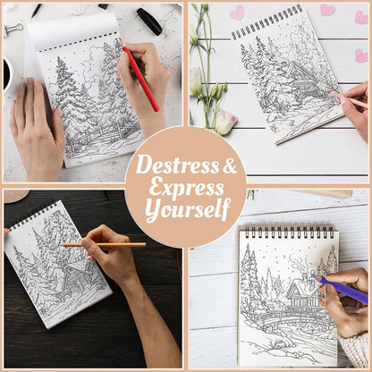 Netecom Winter Scenes Coloring Book Spiral Bound For Adults