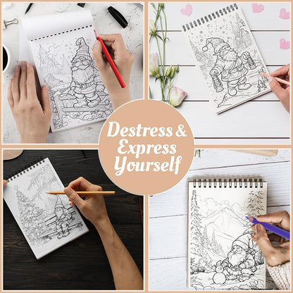 Netecom Christmas Gnomes Coloring Book Spiral Bound For Adults