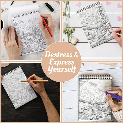 Mindful Mountains Coloring Book Spiral Bound For Adults