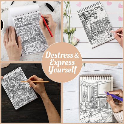 Netecom Cozy Christmas Coloring Book Spiral Bound For Adults
