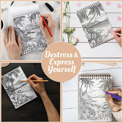 Netecom Hawaiian Paradise Coloring Book Spiral Bound For Adults