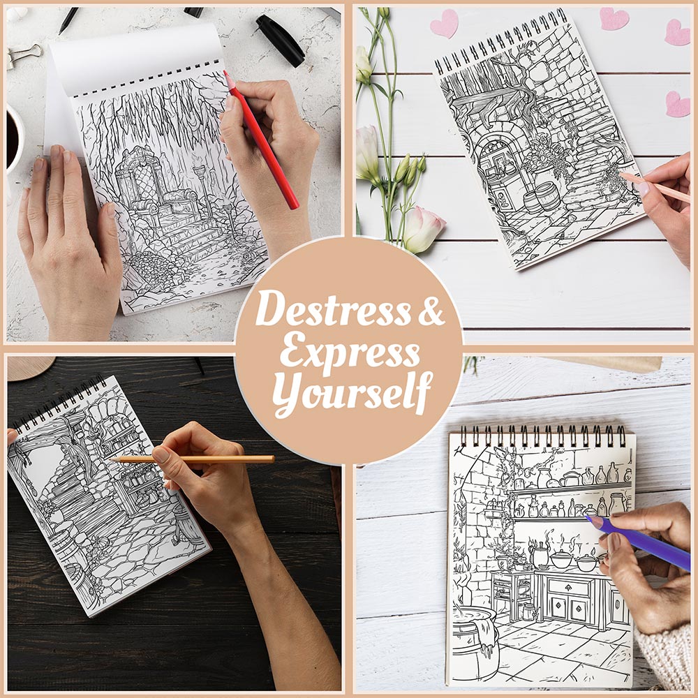 Netecom Goblin Interior Coloring Book Spiral Bound For Adults