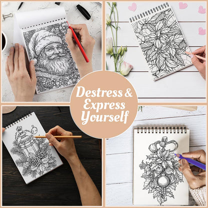 Netecom Christmas Large Print Coloring Book Spiral Bound For Adults