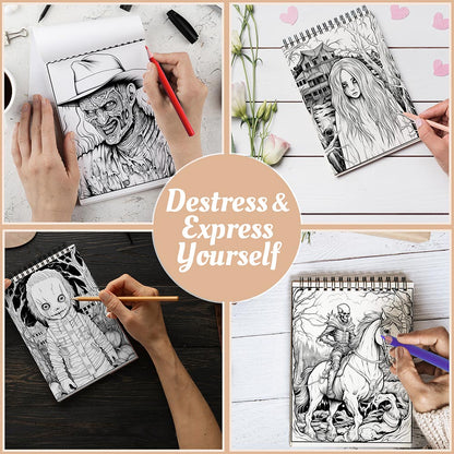Netecom Horror Freak Coloring Book Spiral Bound For Adults