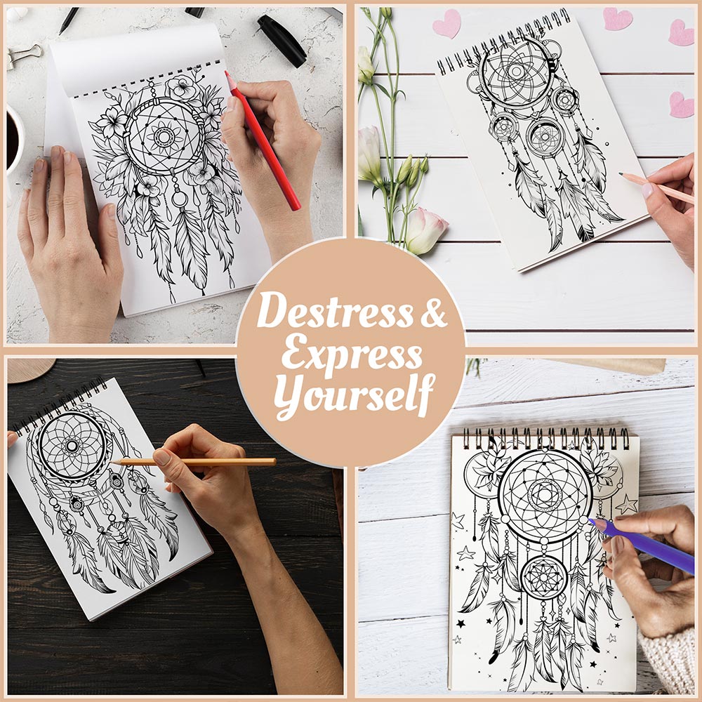 Netecom Dream Catcher Coloring Book Spiral Bound For Adults
