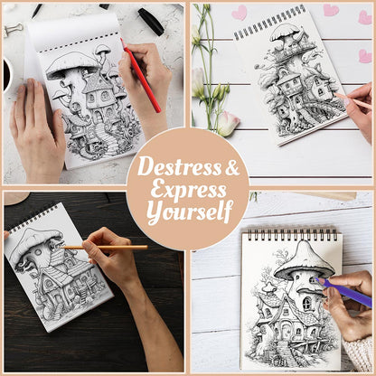 Netecom Gnomes House Coloring Book Spiral Bound For Adults