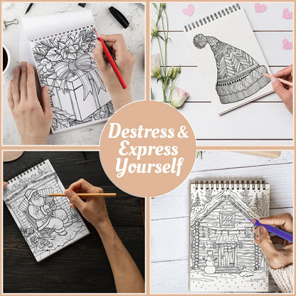 Netecom Colorful Christmas Coloring Book Spiral Bound For Adults