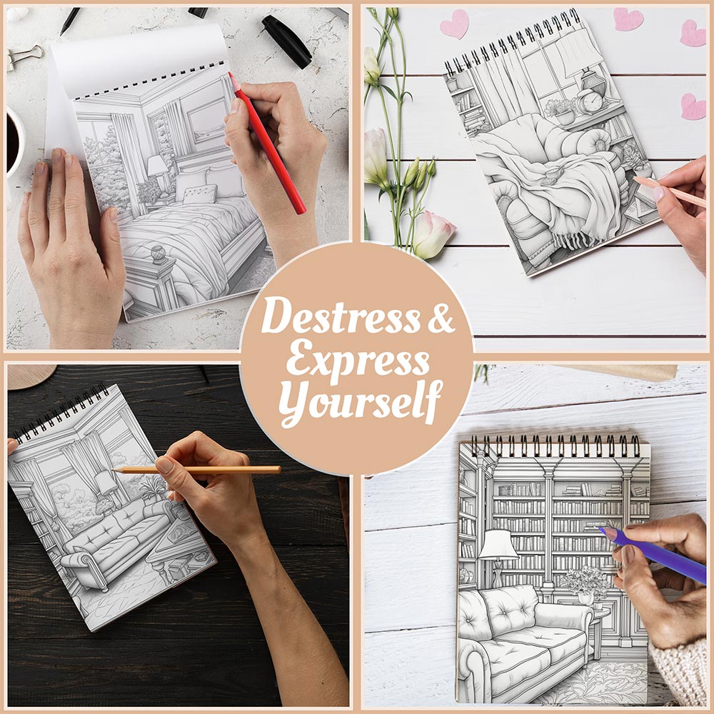 Home Sweet Home Coloring Book Spiral Bound For Adults