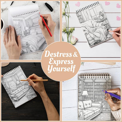 Home Sweet Home Coloring Book Spiral Bound For Adults
