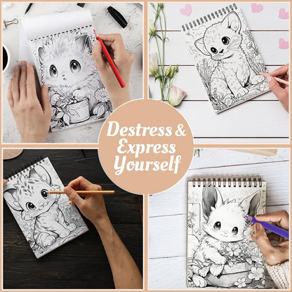 Wildlife Baby Animals Coloring Book Spiral Bound For Adults