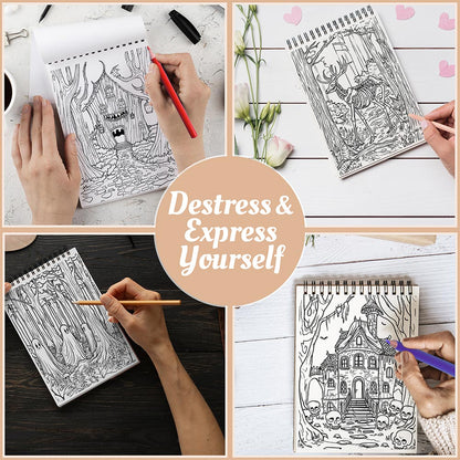 Netecom Spooky Forest Coloring Book Spiral Bound For Adults