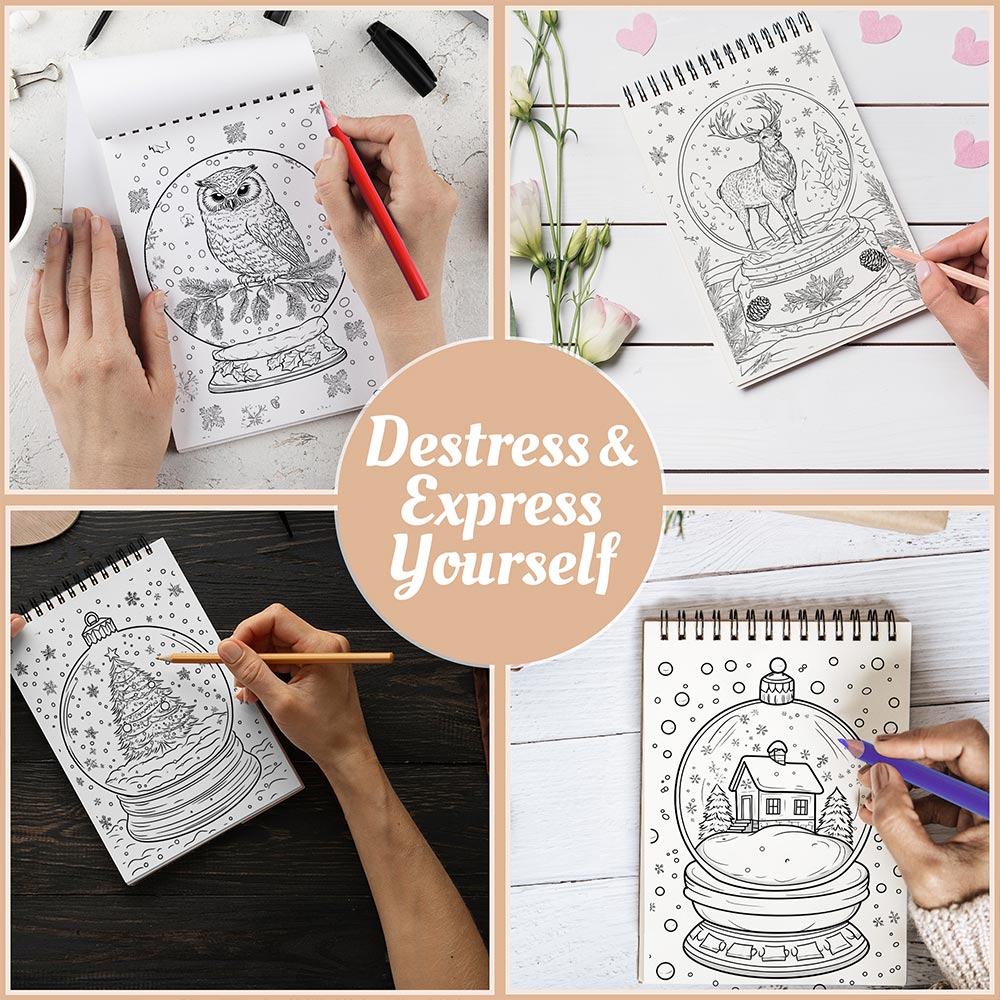 Netecom Snow Globe Coloring Book Spiral Bound For Adults