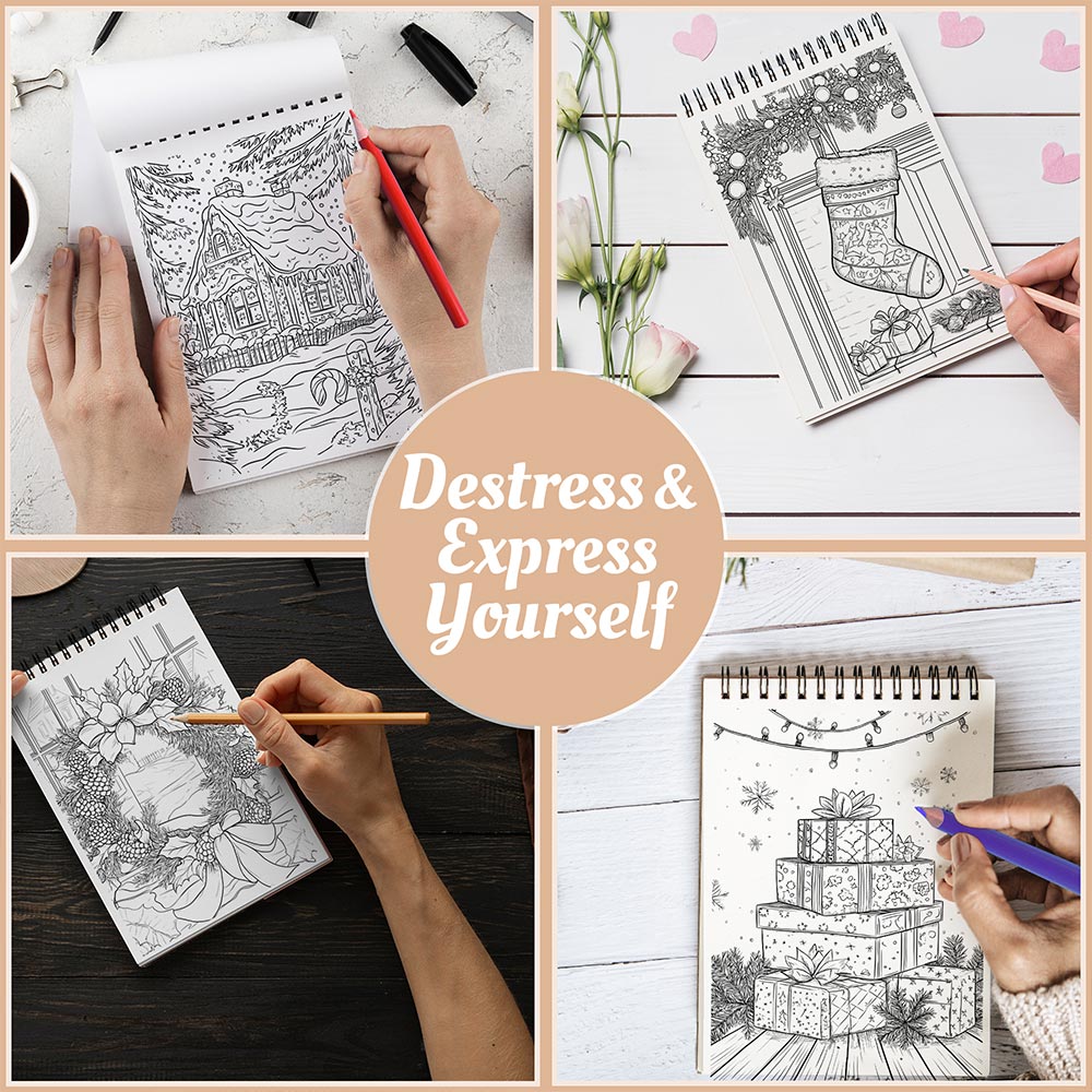 Netecom Creative Christmas Coloring Book Spiral Bound For Adults