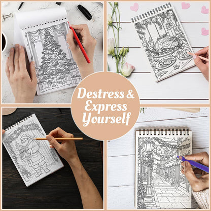 Netecom Festive Christmas Coloring Book Spiral Bound For Adults