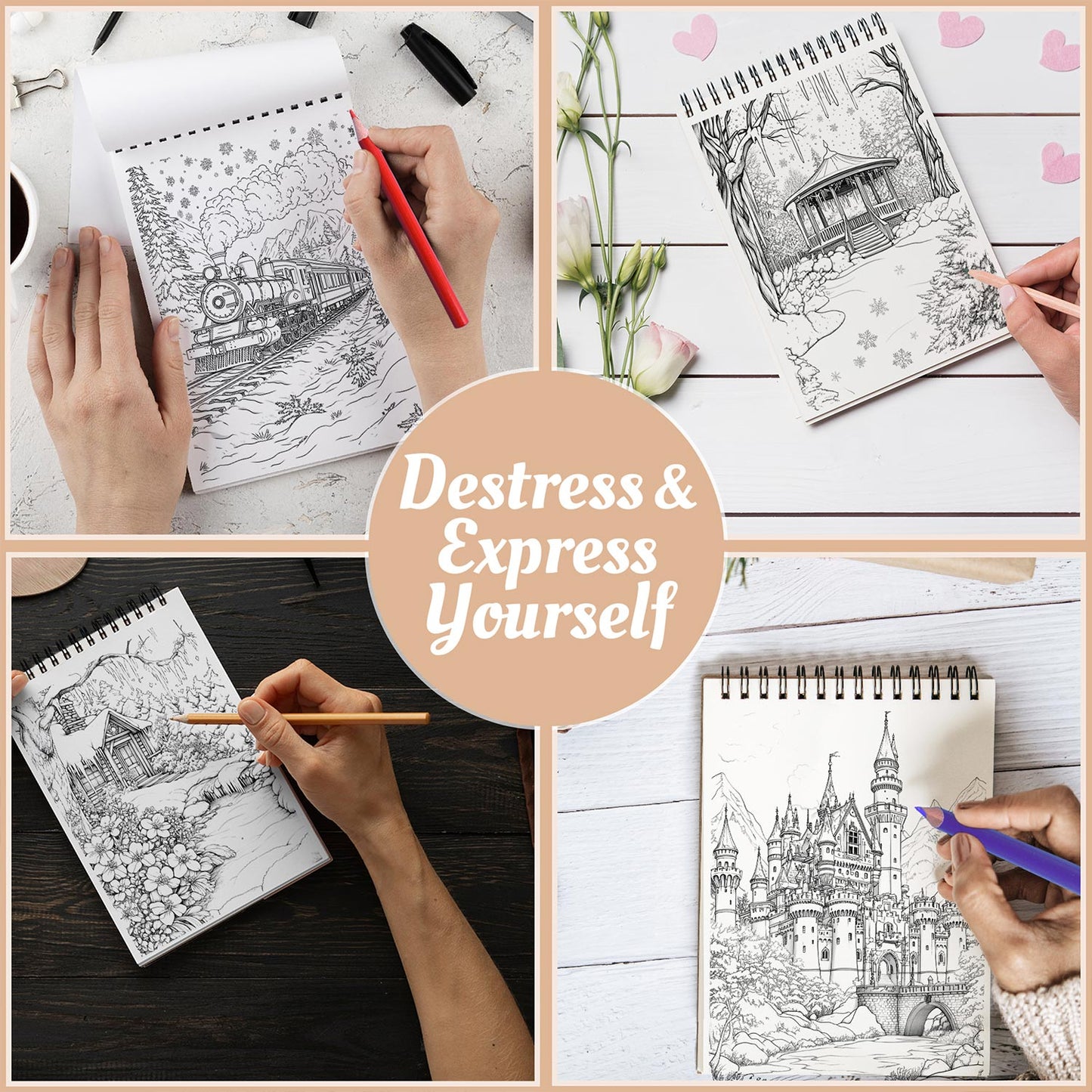 Netecom Winter Wonderland Coloring Book Spiral Bound For Adults