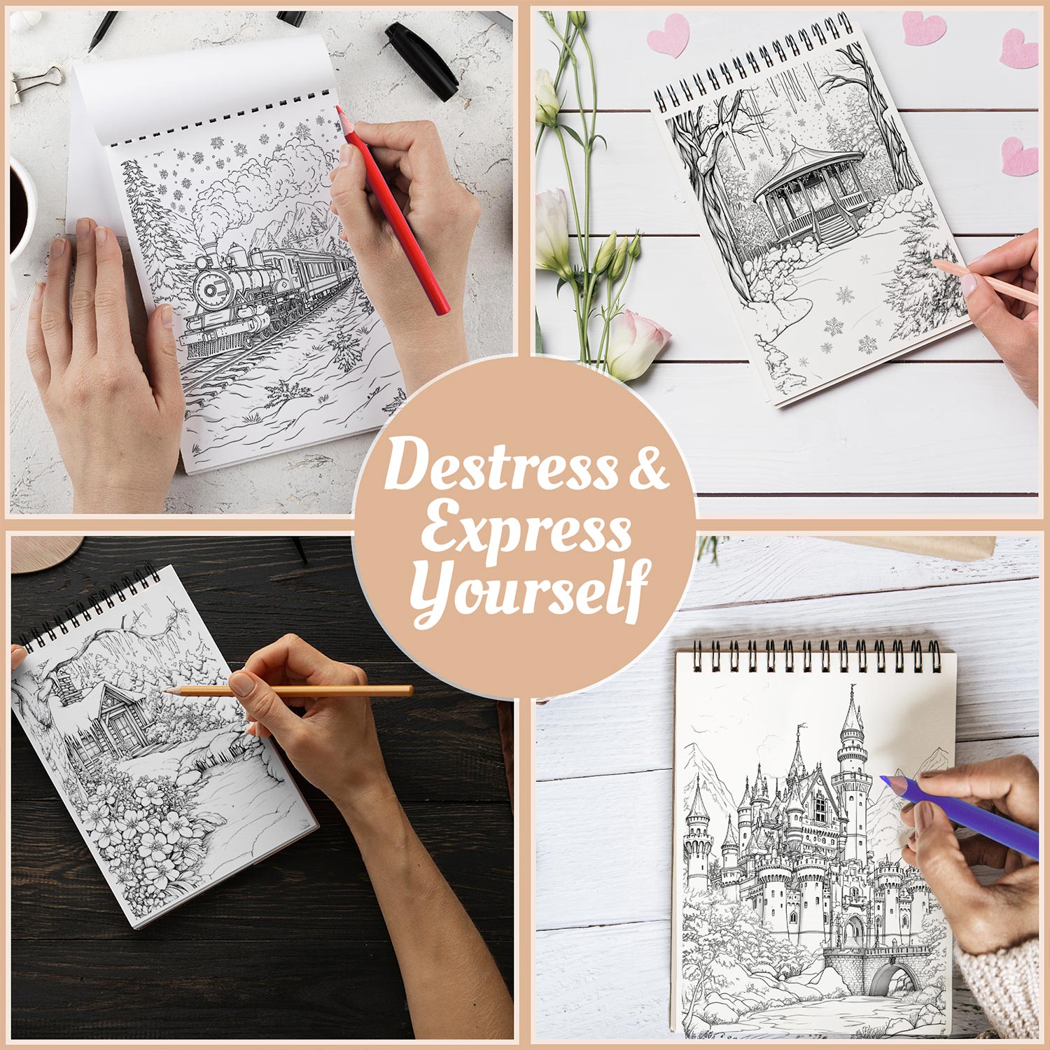 Netecom Winter Wonderland Coloring Book Spiral Bound For Adults