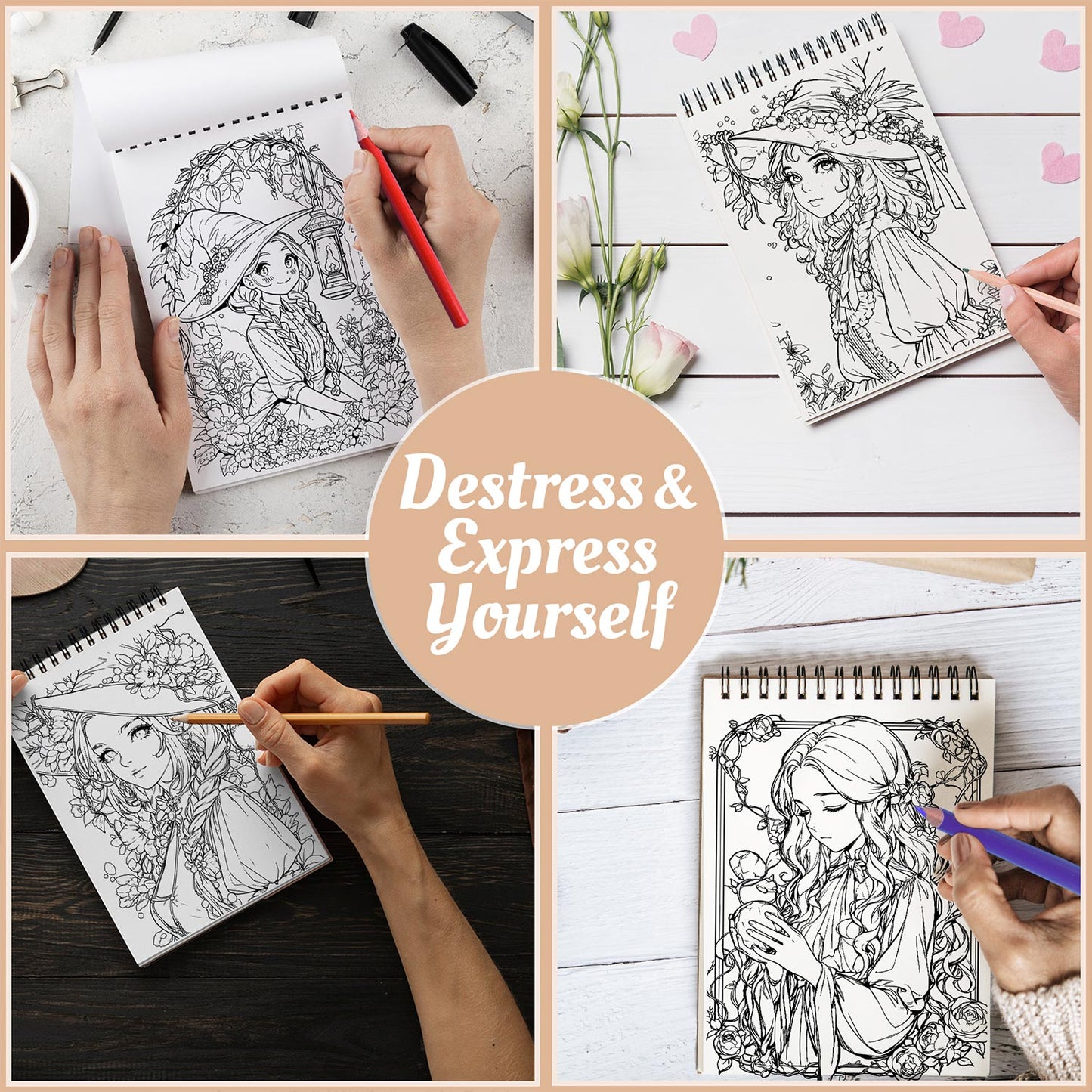 Netecom Witches Coloring Book Spiral Bound For Adults