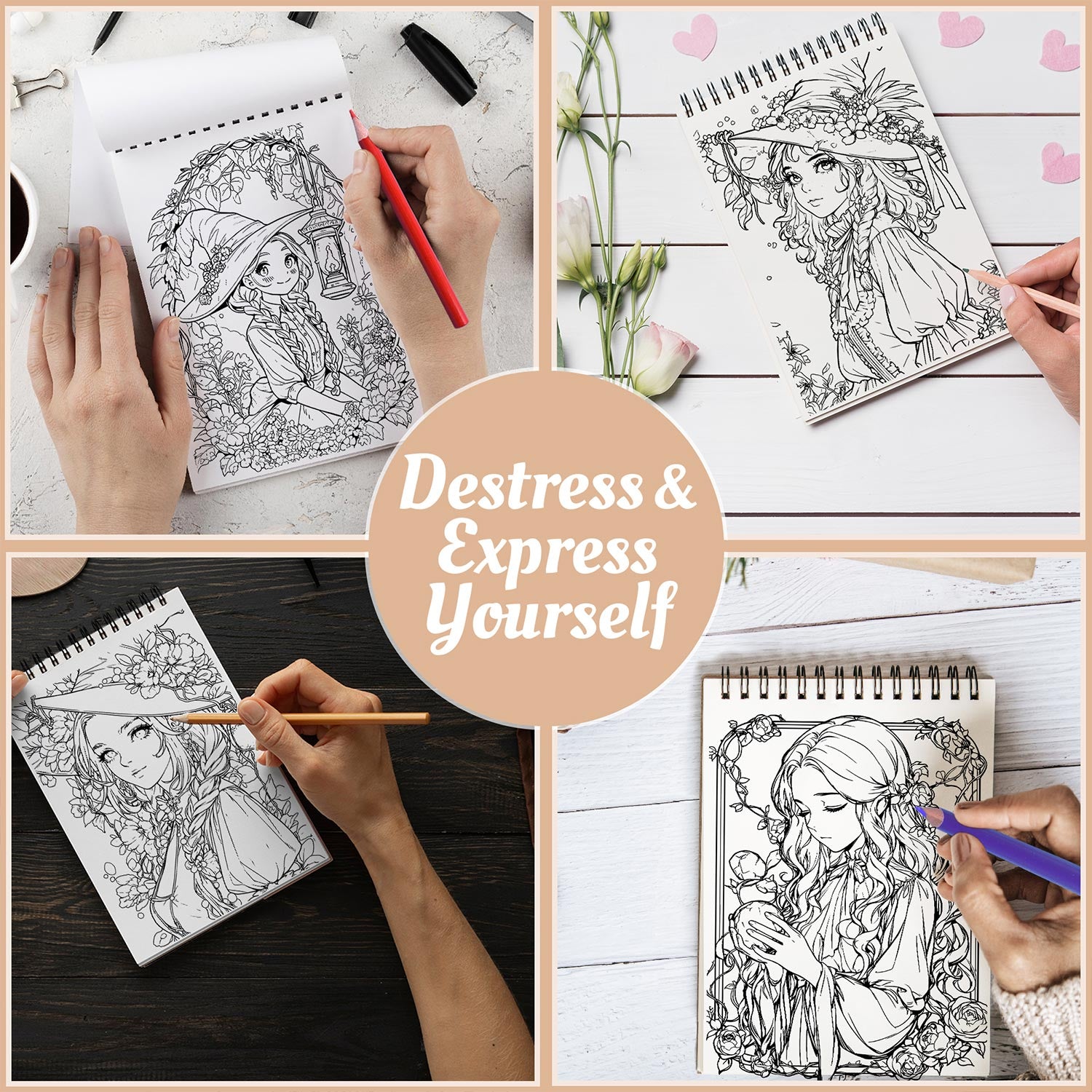 Netecom Witches Coloring Book Spiral Bound For Adults
