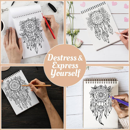 Netecom Dreamcatcher Flowers Coloring Book Spiral Bound For Adults