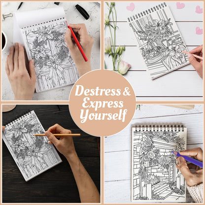 Netecom Christmas and Flowers Crafts Coloring Book Spiral Bound For Adults