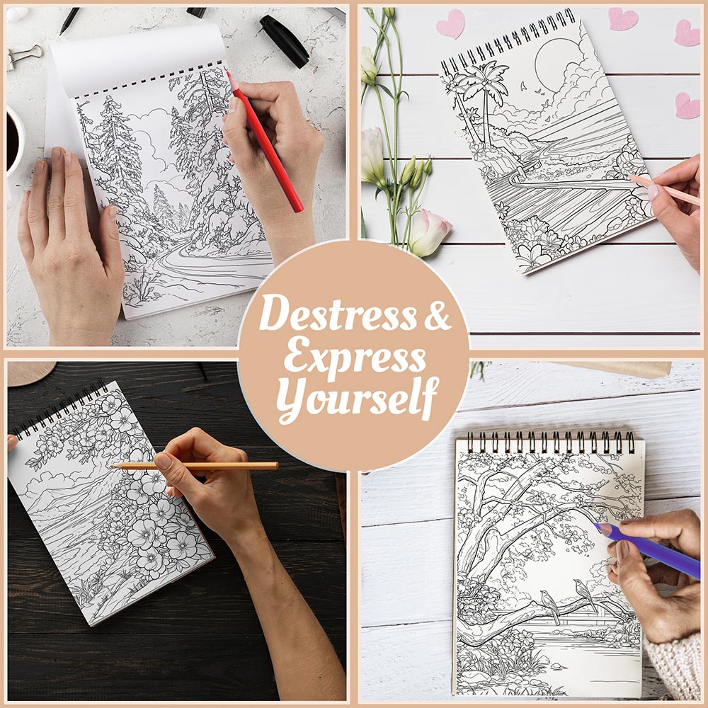 Netecom Four Seasons Coloring Book Spiral Bound For Adults