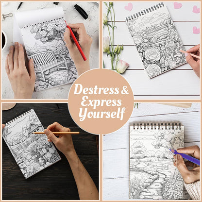 Netecom Country Gardens Coloring Book Spiral Bound For Adults