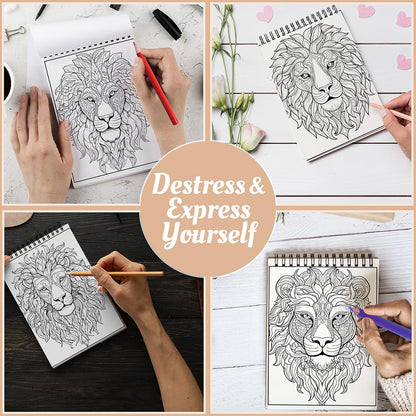 Lion Mandala Coloring Book Spiral Bound For Adults