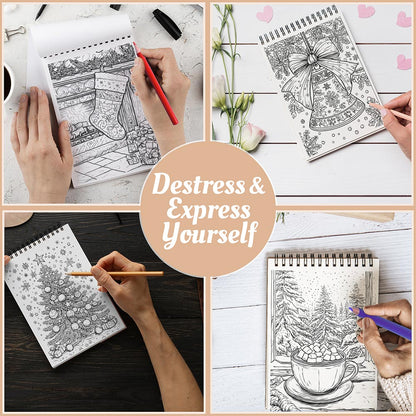 Christmas Charm Coloring Book Spiral Bound For Adults