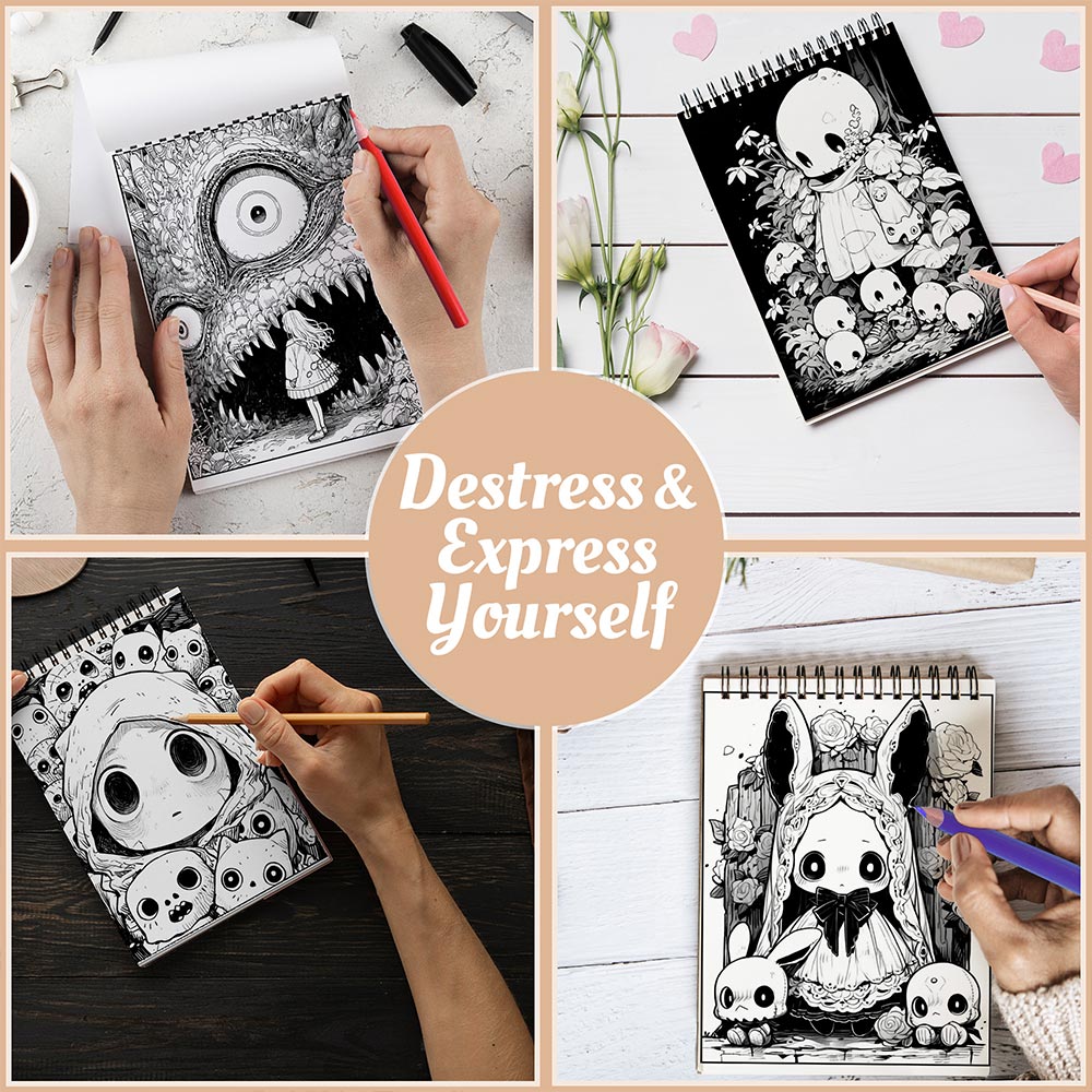 Netecom Creepy Cuteness Coloring Book Spiral Bound For Adults