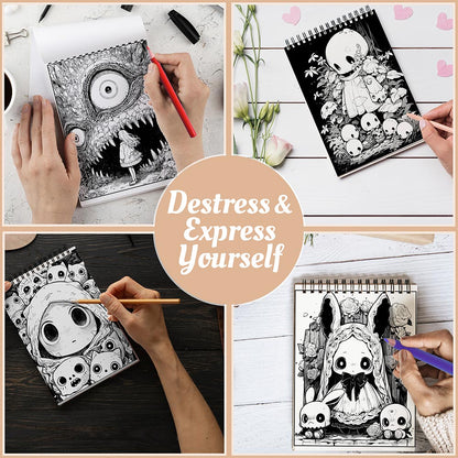 Netecom Creepy Cuteness Coloring Book Spiral Bound For Adults