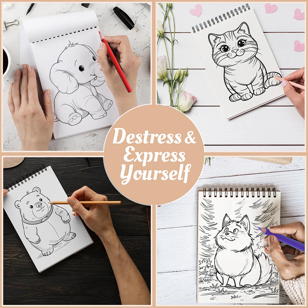 Netecom Chubby Animal Coloring Book Spiral Bound For Adults