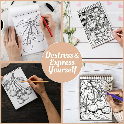 Netecom Cherry Coloring Book Spiral Bound For Adults