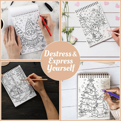 Netecom Christmas Gnomes Coloring Book Spiral Bound For Adults